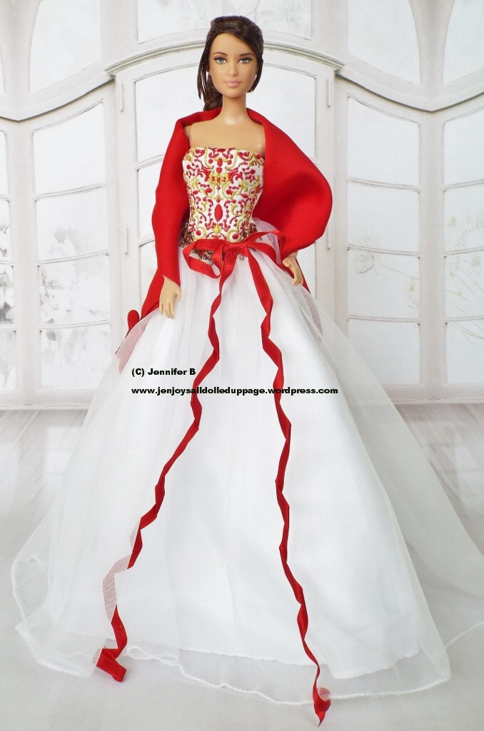 RED WHITE & GOLD Festive Holiday Formal BARBIE FELIZ NAVIDAD Gown_RFD_NEW 